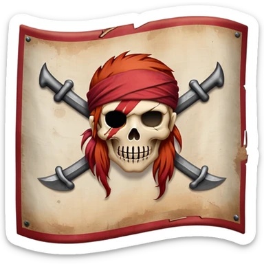 One Piece Red Hair Pirates flag with three scars sticker