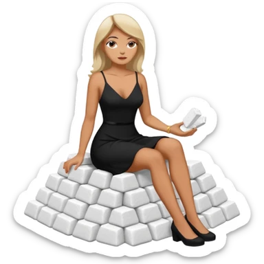 Female cartel boss sitting on a pile of cocaine sticker