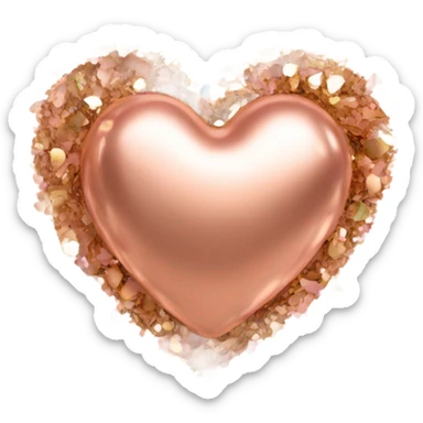 A rose gold heart with confetti around it sticker