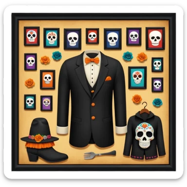 Day o the death, missing people(not found), movie, museum,,culture,museum in mexico, clothes o missing people,, witchcraft sticker