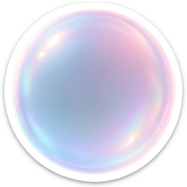 a delicate, pastel iridescent bubble with a soft glow, gentle and glowing, translucent, shiny, luminous sticker