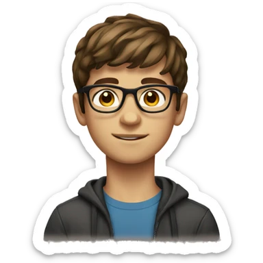 a teen boy with glasses. short brown hair and brown eyes sticker