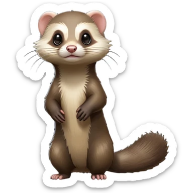 cinematic-[ferret]-realistic-full- long elongated body-standing-emoji,-tiny-paws-tucked-close,-head-tilted-dramatically,-sleek-[sable]-fur,-simplified-yet-realistic-focused-features,-highly-detailed,-glowing-with-an-almost-sarcastic-glow sticker