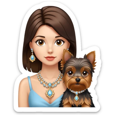 Сделай девушку брюнетку которая любит деньги и у нее есть собака Йорк  sticker