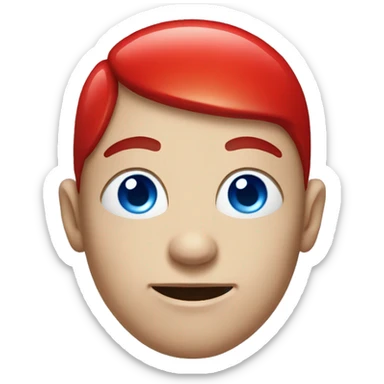 person with blue eyes and red mushroom in place of hair sticker