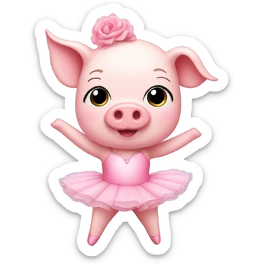 cute pink ballerina pig  sticker