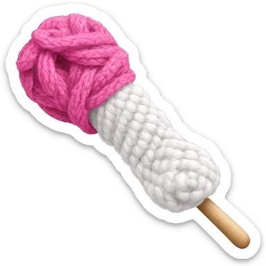 White yarn with pink crochet hook sticker