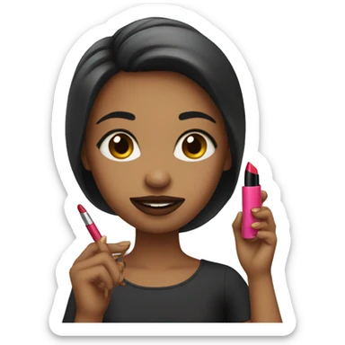 The girl holding the lipstick sticker