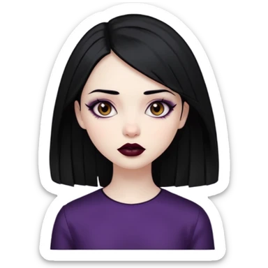 Goth girl black hair brown eyes sticker