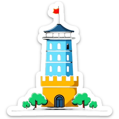 Bayterek Tower at night with illumination, Kazakhstan landmark sticker