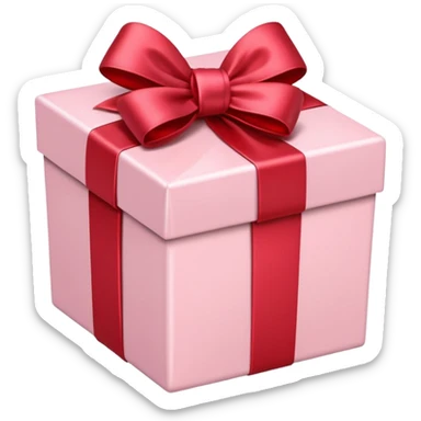 gift box pale pink with red satin bow sticker