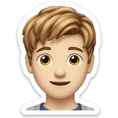 An 18-year-old white-skinned boy with sidelong brown hair sticker