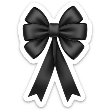 black ribbon tied in a bow, minimal style sticker