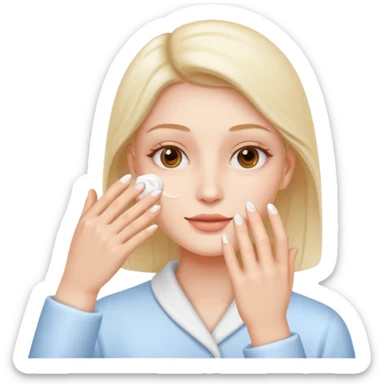 Minimal emoji of 2 hands gently applying skincare cream, sticker