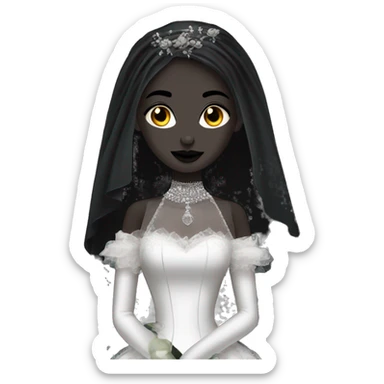 Goth bride black dress and veil sticker