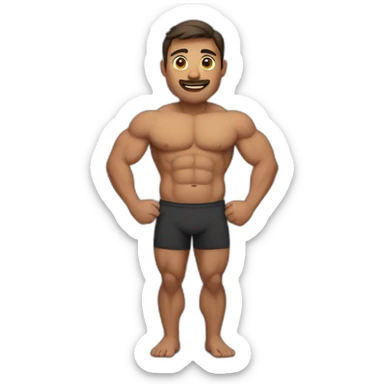 muscular man with a round belly sticker
