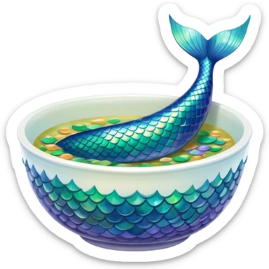 Mermaid tail in a soup bowl sticker