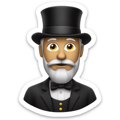 thinking wearing top hat and beard sticker