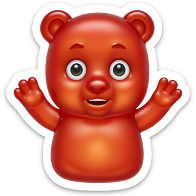 red gummy bear with eyes and long hair only head sticker
