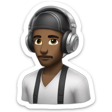 serious and stylish solo mandj wearing headphone  sticker