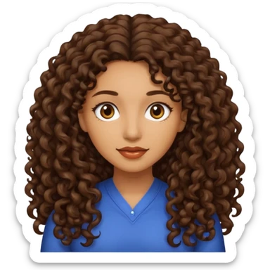 Woman light brown skin long dark curly hair sticker