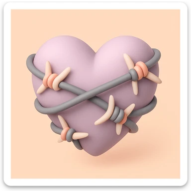 gothic heart with barbed wire, mochi style sticker