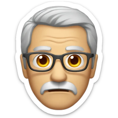 angry old man, grey hair, grey beard, red glasses sticker