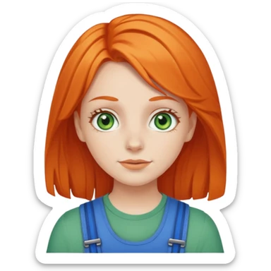 White girl with green eyes and blue braces and orange hair  sticker