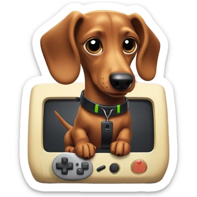 Weenie dog playing video games sticker