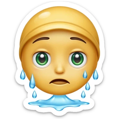 worried WhatsApp emoji face with a drop of water falling down its face sticker