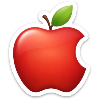 “A clean, modern Apple emoji–style apple icon, flat design, smooth gradients, subtle shine, soft shadow, centered on a neutral light background, minimalistic, professional UI style, high resolution, vector-like, no text.” sticker