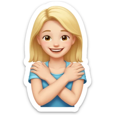 Arms crossed holding neck laughing girl sticker