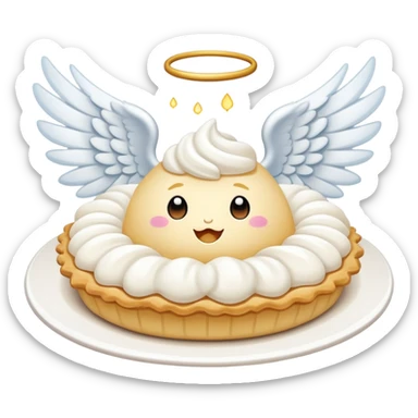 a cream pie flying with angel wings sticker