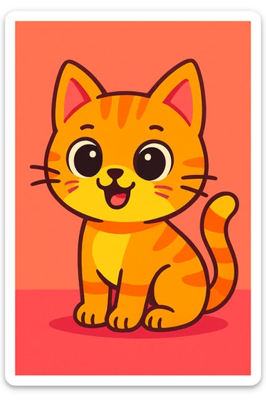 cute cat, vibrant toon style sticker