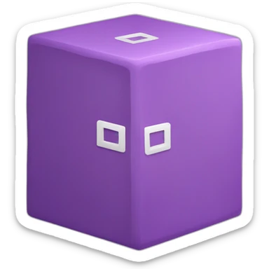 Two purple Parallelepipeds with one white letter in each sticker