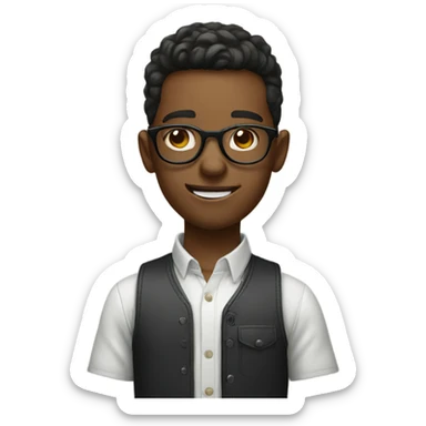 boy with glasses sticking tongue sticker