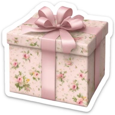 Elegant Rococo pale pink ditsy floral gift box sticker