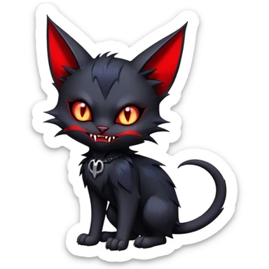 Vampiric feral futuristic gothic emo dark bat-cat-Litten-Noibat-Fakémon-hybrid-creature (full body) sticker