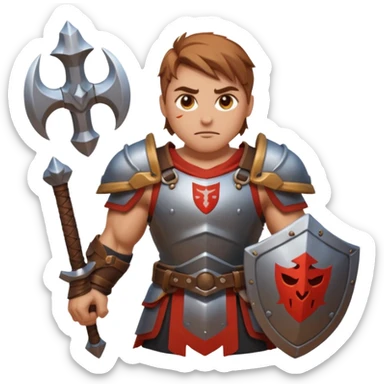 An emoji representing the "ironman challenge" for an Albion Online mmorpg character who crafts everything themselves the hard way, and does not buy or sell items in-game. sticker