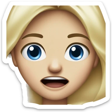 Screaming angry blonde girl blue eyes sticker