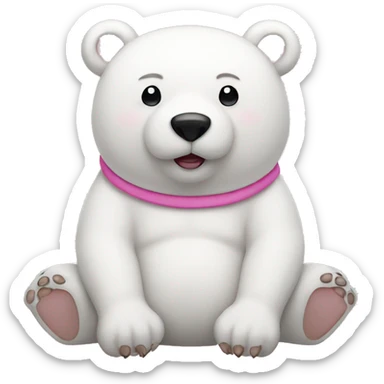 White bear with pink tummy and ears  sticker