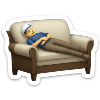 seafarer sleeping on a sofa sticker