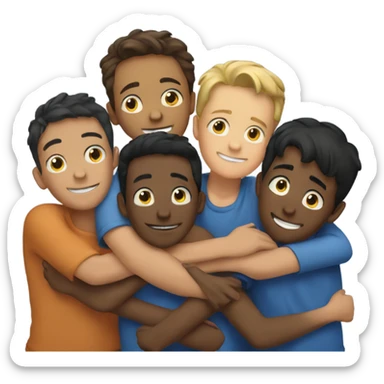 group of boys hugging sticker