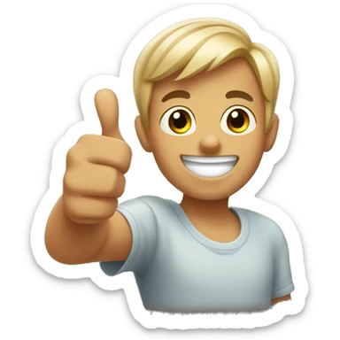 happy boy with short hair giving thumbs up sticker