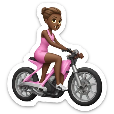 Women en sport bike. P!nk Skin and Brown hair sticker