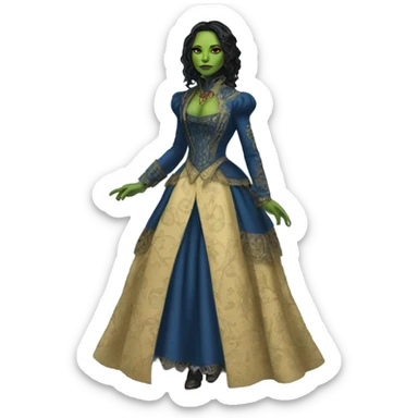 gamora in Victorian dress elegant blue gold full body  sticker