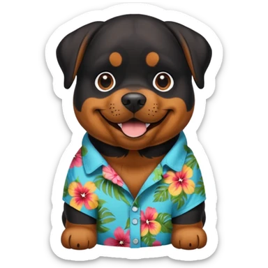 Rottweiler wearing a hawaian shirt sticker