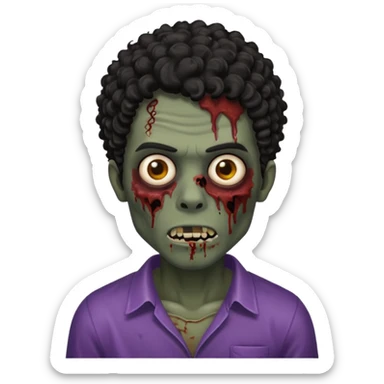 Zumbi com cabelo cacheado preto masculino zumbí  sticker