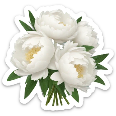 White peonies bouquet  sticker