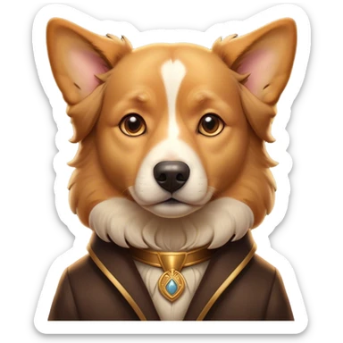 Cinematic Noble Domestic Dog Portrait Emoji, Poised and dignified, with a well-proportioned build and a neatly groomed coat of warm, inviting tones, expressive eyes radiating loyalty and wisdom, Simplified yet sharp and sophisticated features, highly detailed, glowing with a soft, dignified glow, high shine, intelligent and steadfast, stylized with an air of understated charm, focused and attentive, soft glowing outline, capturing the essence of a watchful and confident domestic dog that feels as though it could step out of the screen with effortless authority! sticker